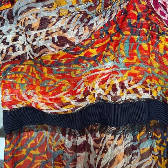 BCBGMaxAzria Inga One-Shoulder Halter Silk Maxi Dress in Begonia Multi Size 8 - Picture 6 of 16